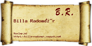Billa Radomér névjegykártya
